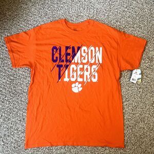 New J America Sportswear Clemson Tigers Orange T-Shirt Size L College Sports Fan